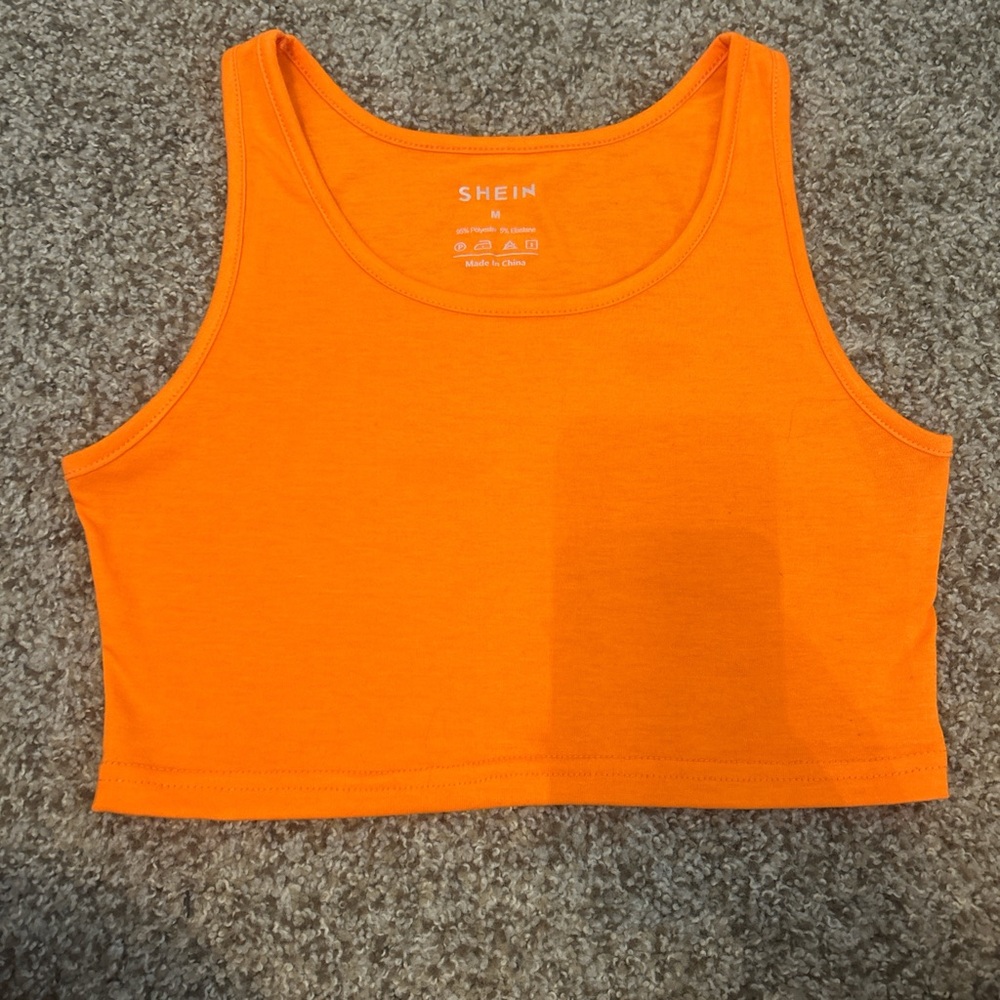 SHEIN Orange Sleeveless Crop Tank Top